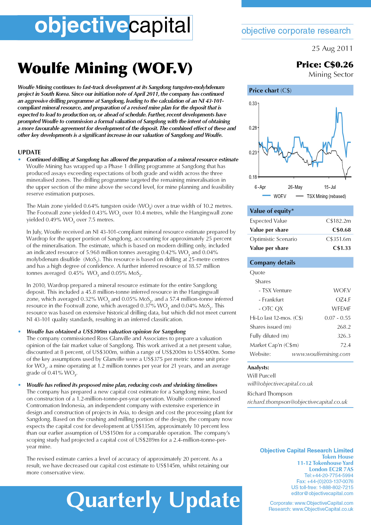 Read report on Woulfe Mining (WOF.V) - significant increase in our valuation